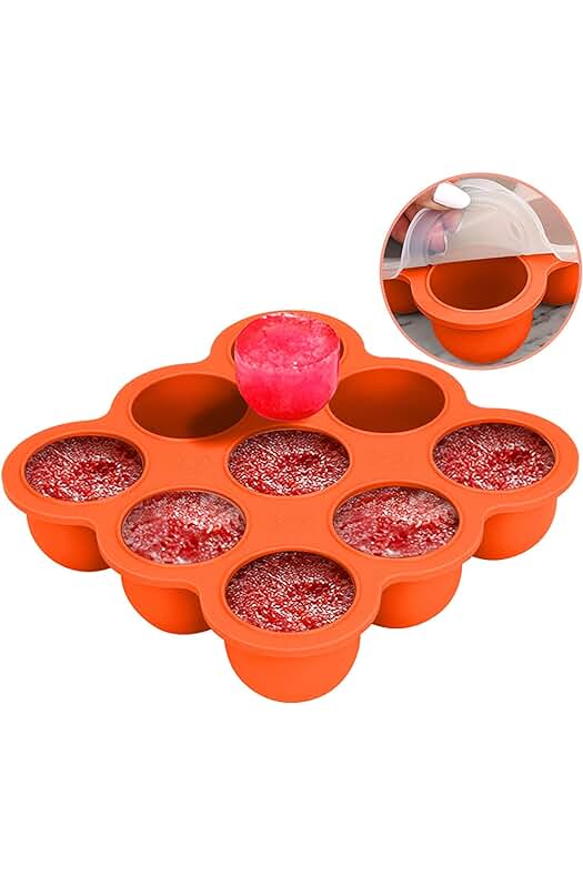 Recipiente de almacenamiento de alimentos para bebés de silicona sin BPA - Naranja.