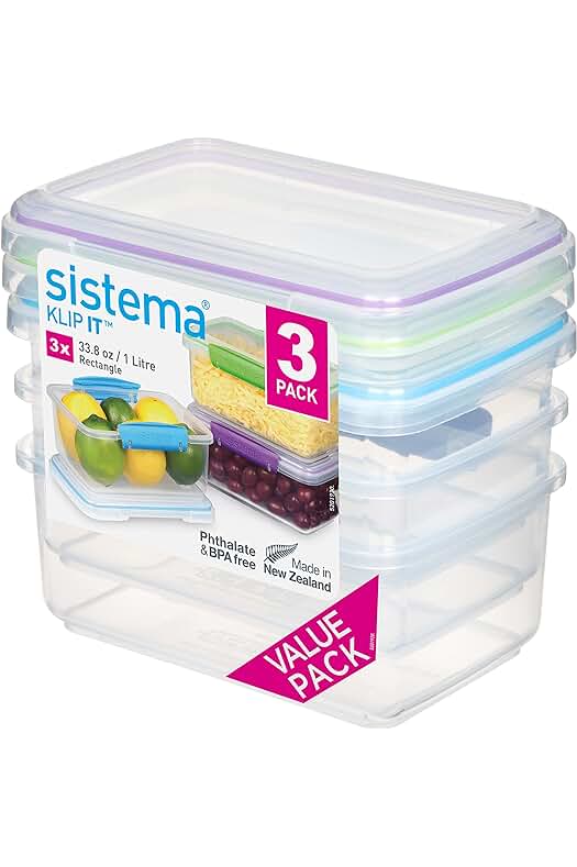 Recipientes herméticos para guardar alimentos sin BPA | Pack de 3 unidades | Varios colores.