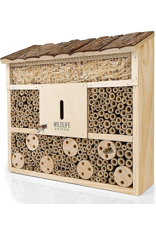 Refugio para abejas y otros insectos: Casa de madera natural para promover la vida silvestre.