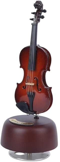 Regalo musical: Caja de música de violín clásica con base giratoria y réplica en miniatura