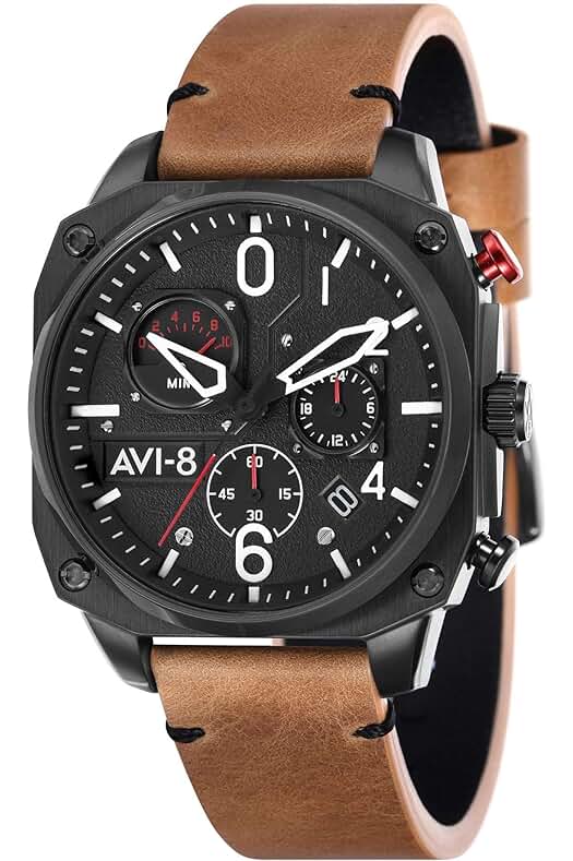 Reloj Analógico AVI-8 AV-4052-02 para Hombres con Movimiento de Cuarzo japonés en Correa de Cuero