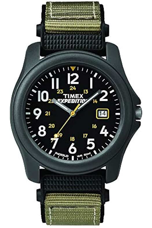 Reloj analógico para hombre Timex con correa de nailon resistente y movimiento de cuarzo.