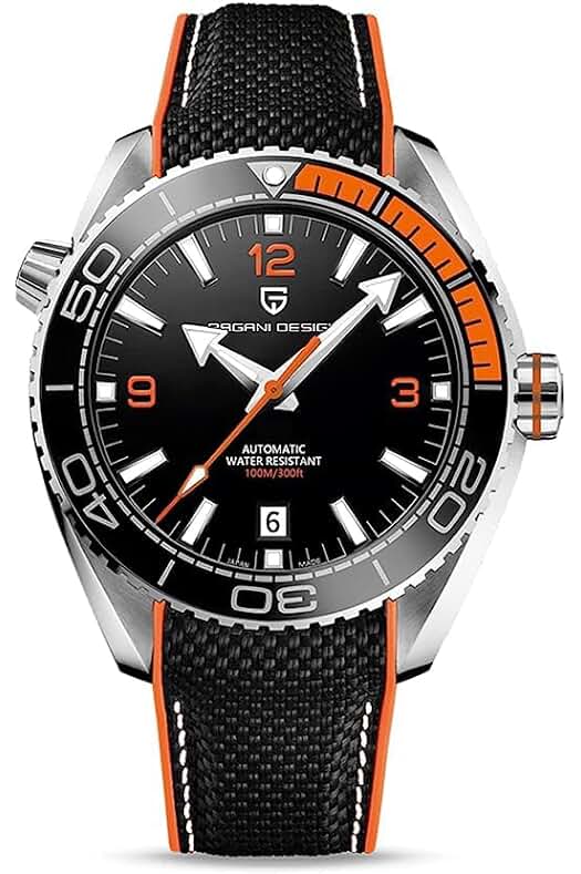 Reloj automático Pagani Design para hombre, resistente al agua 100m, bisel cerámico y cristal zafiro.