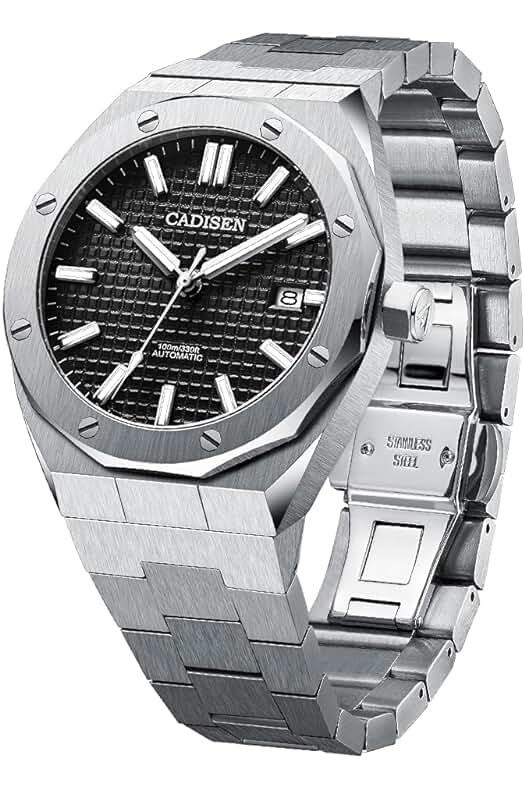 Reloj automático para hombre CADISEN: elegante y resistente con cristal de zafiro y 100 m de resistencia al agua.