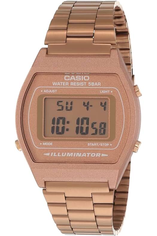 Reloj Casio digital retro B640WB con correa de acero inoxidable para hombres y mujeres.