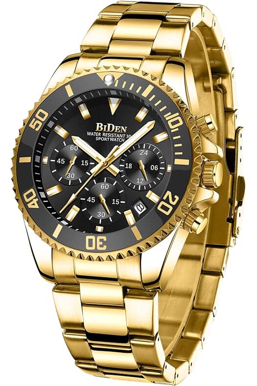 Reloj Cronógrafo BIDEN para Hombres: Diseño Elegante con Correa de Acero Inoxidable