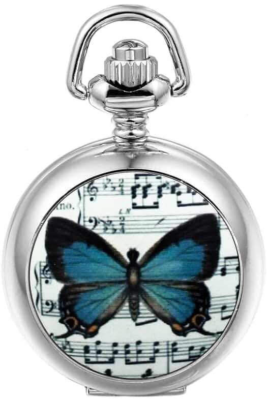 Reloj de Bolsillo con Diseño Esqueleto y Motivos Florales, Ideal para Hombres y Mujeres.