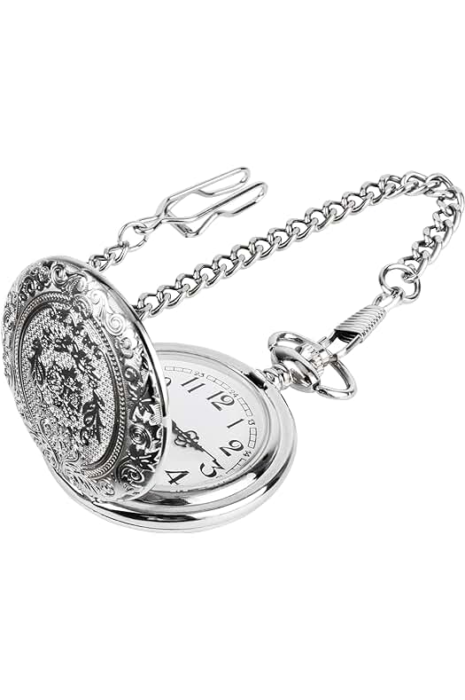 Reloj de Bolsillo de Cuarzo Vintage con Cadena y Números Árabes Clásicos para Hombres y Mujeres.