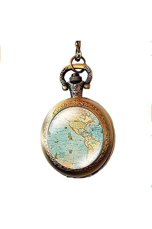 Reloj de Bolsillo Mapamundi - Una elegante pieza con diseño de mapa del mundo.