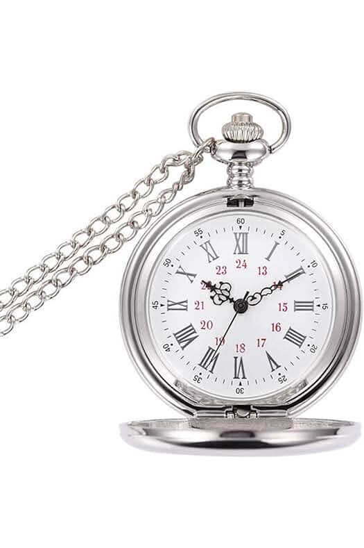 Reloj de bolsillo vintage BestFire: estilo clásico con cadena corta y caja de regalo.