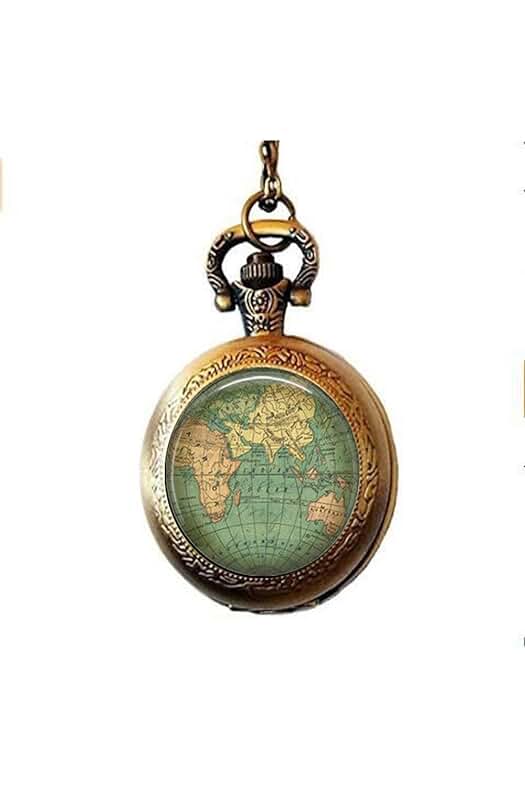 Reloj de bolsillo vintage con diseño de mapa del mundo - ¡Un regalo de joyería clásico!