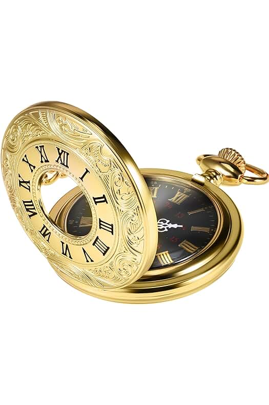 Reloj de bolsillo vintage de acero para hombre con cadena - Estilo clásico y elegante