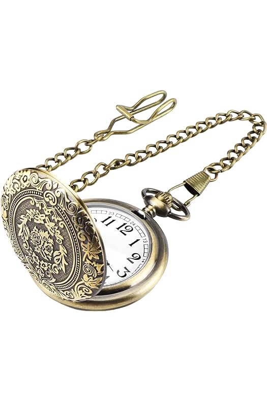 Reloj de Bolsillo Vintage de Cuarzo con Cadena para Hombres y Mujeres