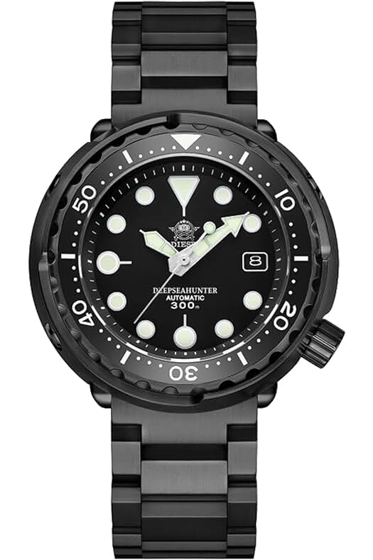 Reloj de buceo automático para hombre con cristal de zafiro y correa de acero inoxidable.