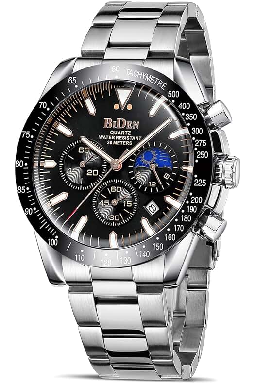 Reloj de lujo para hombre con cronógrafo, cuero genuino y resistencia al agua.