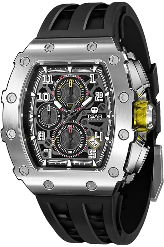 Reloj de lujo para hombre con cronógrafo, resistente al agua y correa de silicona.