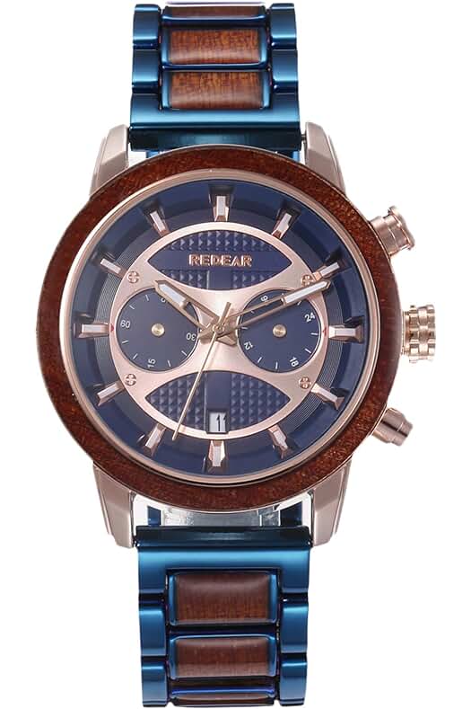 Reloj de Madera para Hombre: Elegante Cronógrafo Analógico de Madera Natural Impermeable - RORIOS