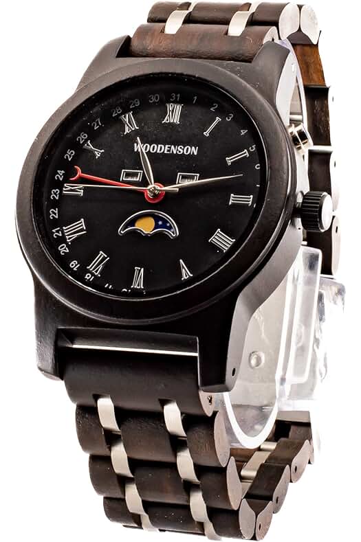 Reloj de Madera Woodenson con Fases Lunares Torun - Diseño Elegante y Sostenible.