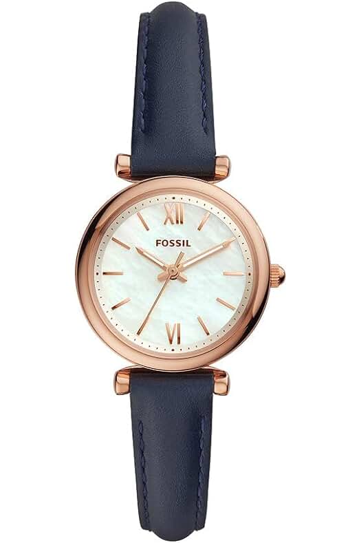 Reloj de mujer Fossil Carlie: elegancia y precisión en un diseño rosa dorado de 28 mm.