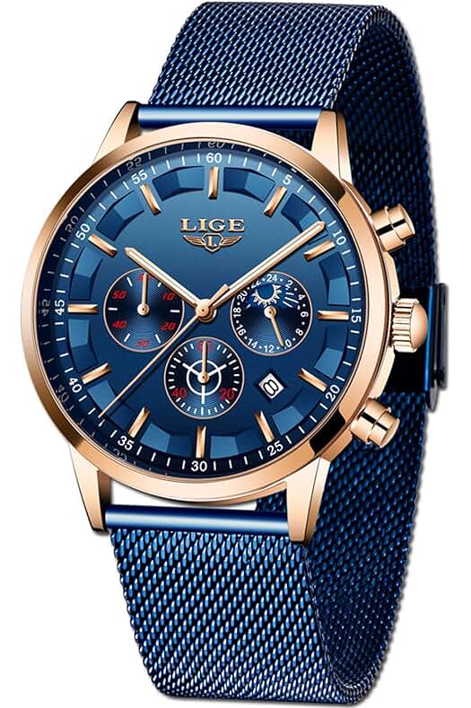 Reloj de negocios para hombres con correa de acero inoxidable y resistente al agua.