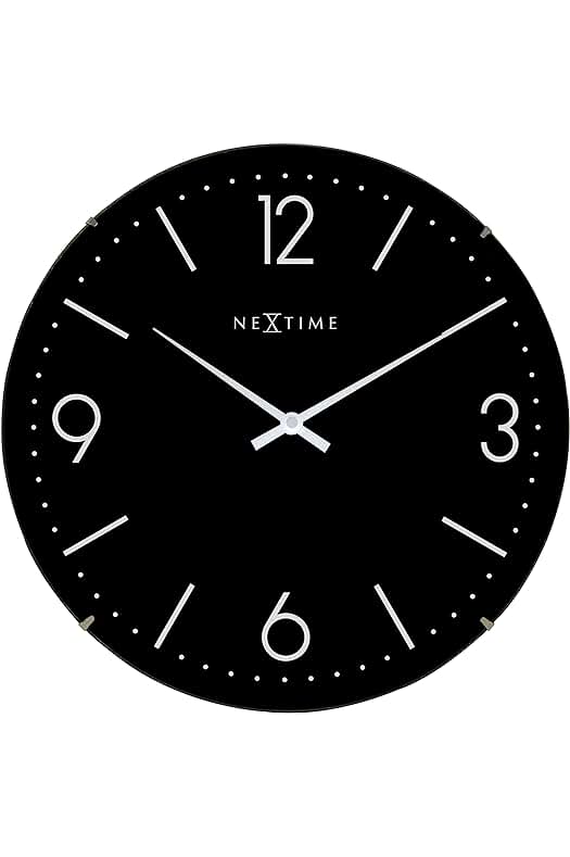 Reloj de pared Nextime NeXtime BASIC DOME, negro, silencioso, redondo, ø 35 cm.