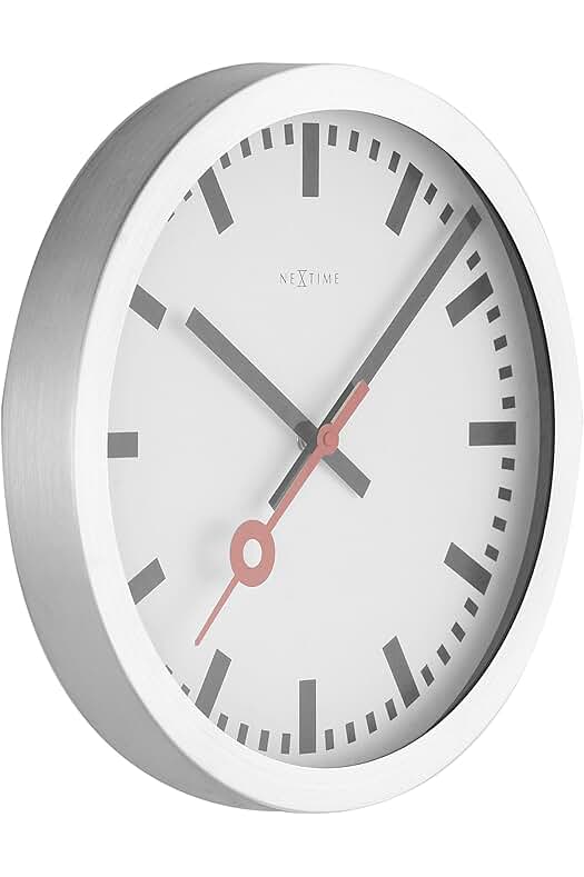 Reloj de pared y mesa Nextime STATION - Silencioso, redondo, blanco - ø 19 cm.