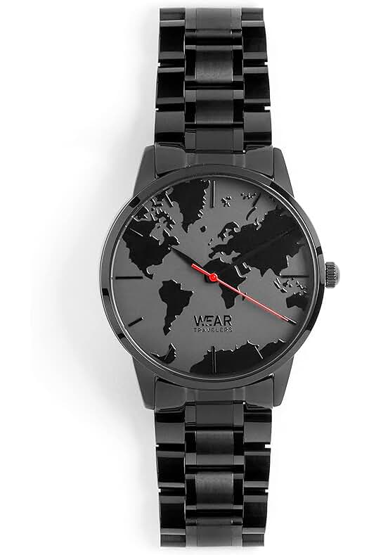 Reloj de Pulsera BlackWorld con Mapa del Mundo - Acero Inoxidable y Resistente al Agua.