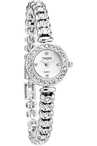 Reloj de Pulsera de Moda para Mujeres con Chapado en Oro y Cristales - Plata