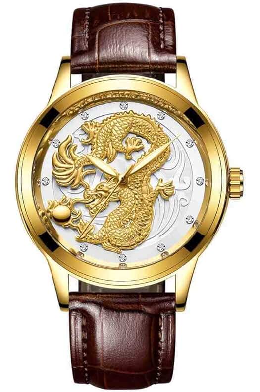 Reloj de Pulsera OLUYNG para Hombres en Color Dorado con Correa de Acero Ultrafino
