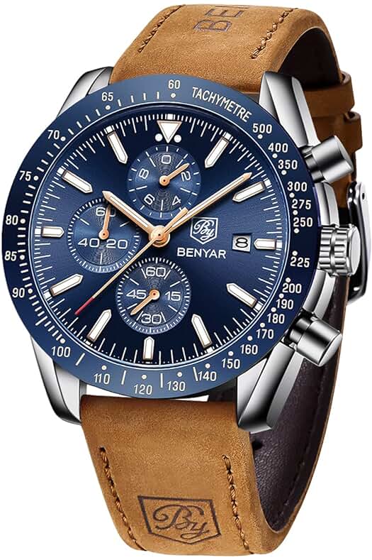 Reloj de Pulsera para Hombre - Cronógrafo Analógico, Impermeable, Luminoso - Regalo Elegante.