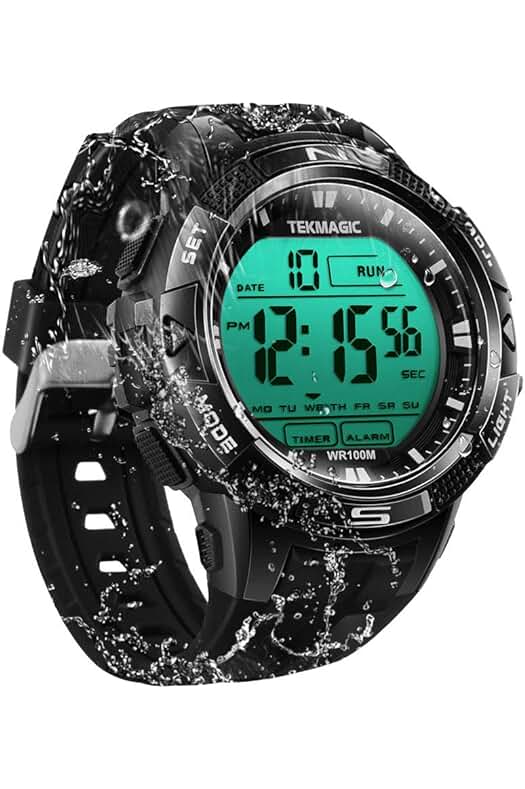Reloj de Pulsera Sumergible 100m con Alarma, Cronómetro y Temporizador de Cuenta Regresiva
