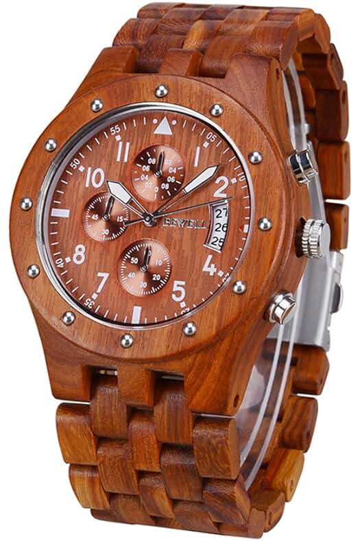 Reloj de Pulsera Vintage de Madera Natural con Movimiento de Cuarzo Japonés - BEWELL W109D