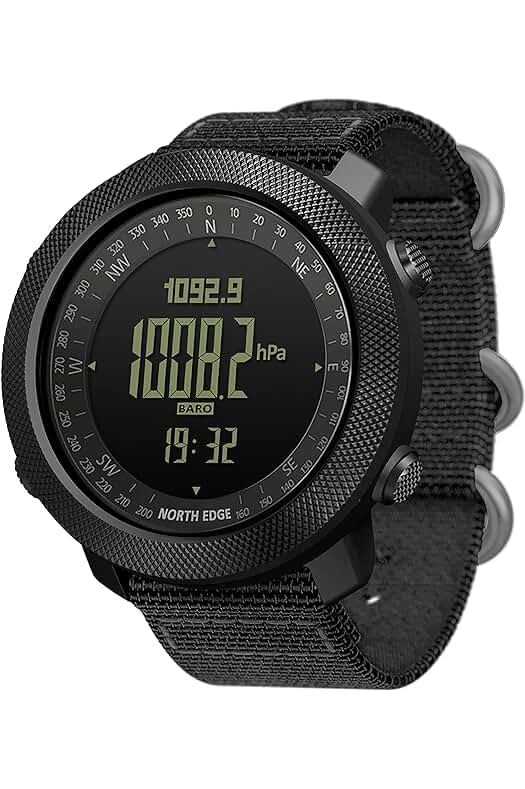 Reloj deportivo digital NORTH EDGE Apache - Resistente al agua, con cronómetro, alarma y brújula.