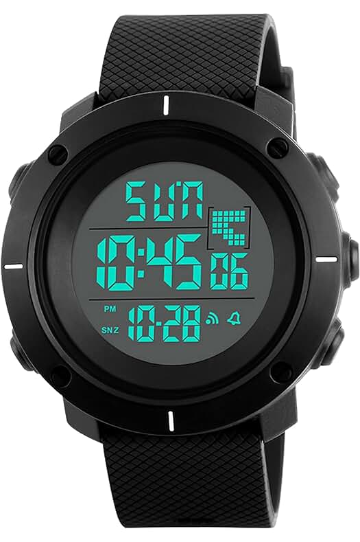 Reloj deportivo digital resistente al agua para hombres con cronómetro y alarma.