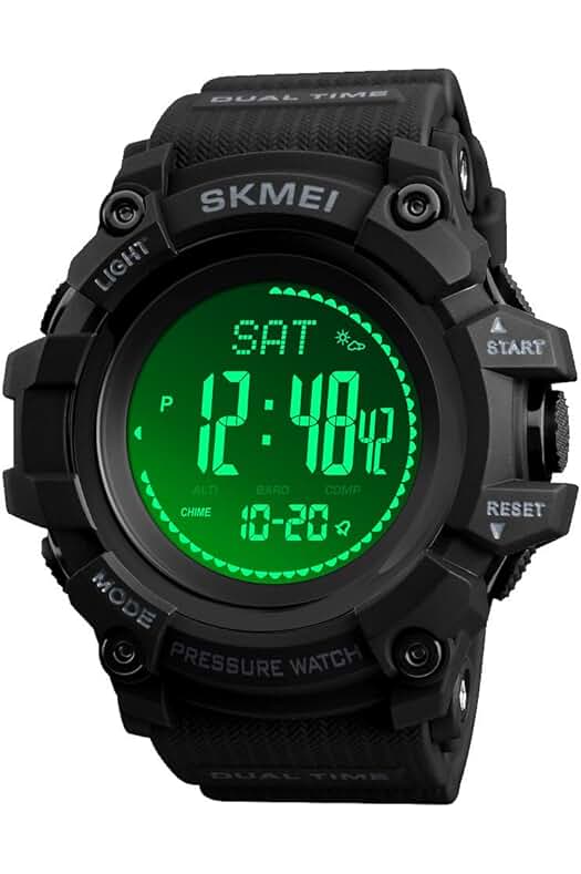 Reloj deportivo digital SKMEI para hombre con brújula, podómetro y altímetro: resistente y elegante.