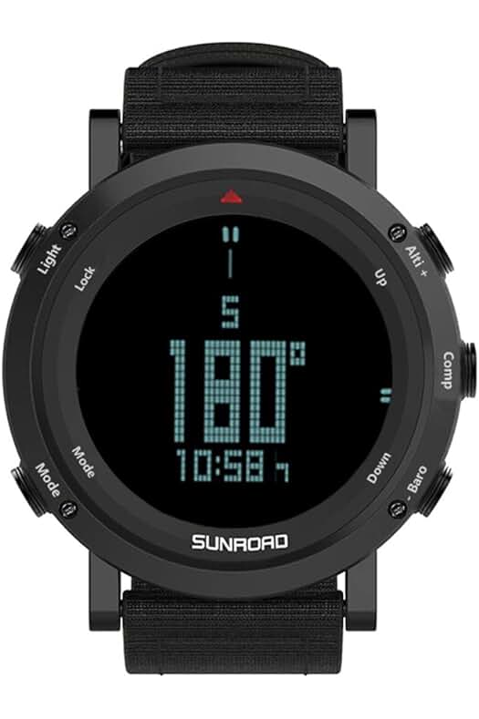 Reloj deportivo impermeable con barómetro, altímetro, brújula y pronóstico del tiempo para exteriores.