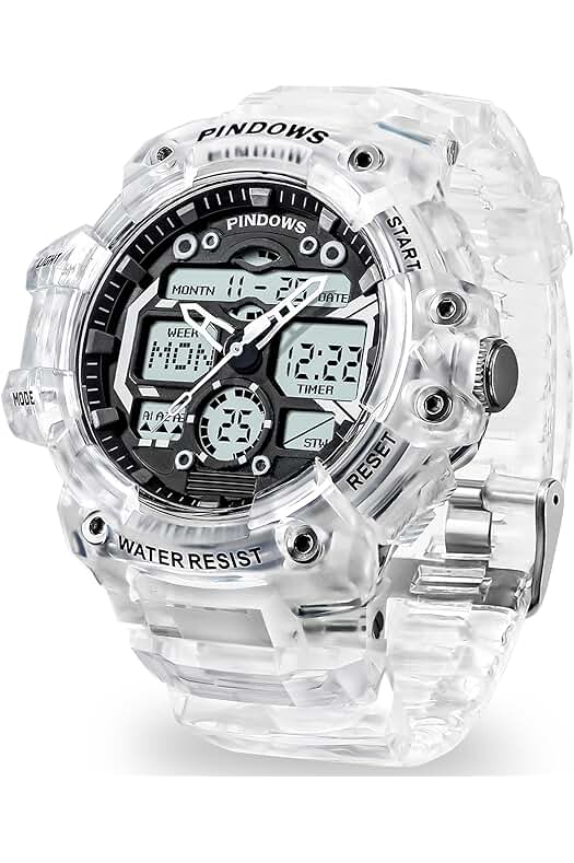 Reloj deportivo para hombres con pantalla digital analógica, luz LED y funciones multifunción.