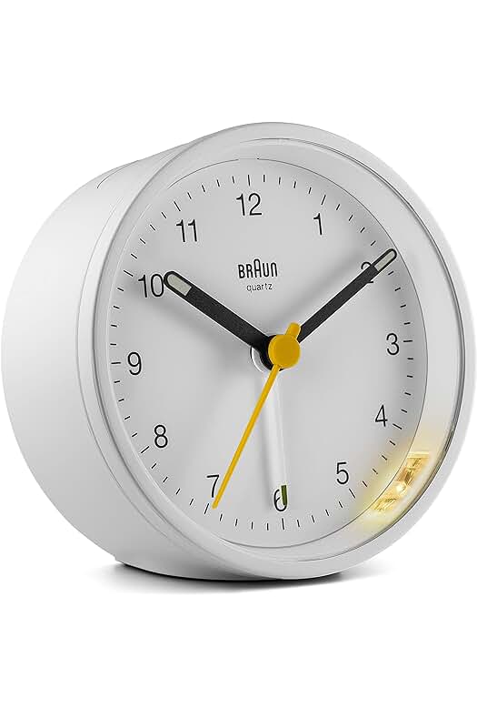 Reloj despertador clásico Braun BC-12-W, alarma creciente, función snooze, luz de fondo