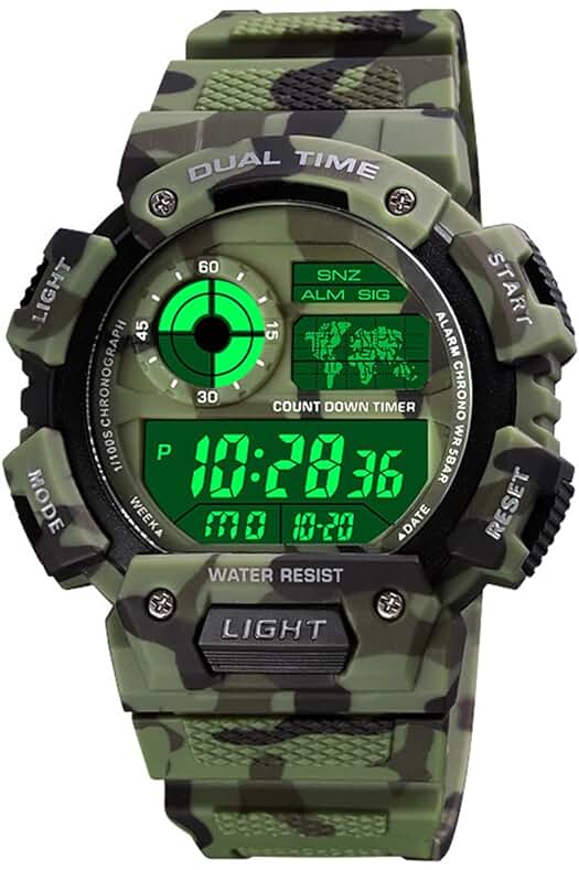 Reloj digital deportivo para hombre: ROSEBEAR - resistente al agua, doble hora y luminoso.