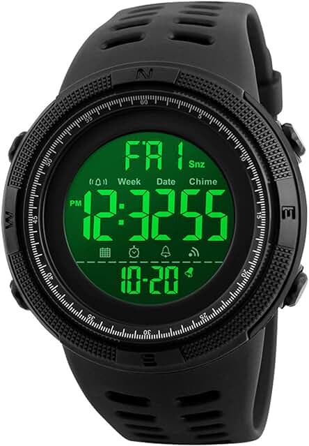 Reloj Digital Hombre - Resistente al agua, con gran pantalla LED y múltiples funciones.