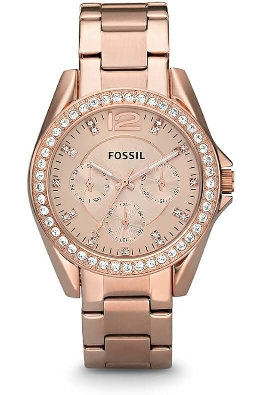 Reloj Fossil Riley para mujer: estilo elegante con movimiento de cuarzo y correa de piel auténtica.