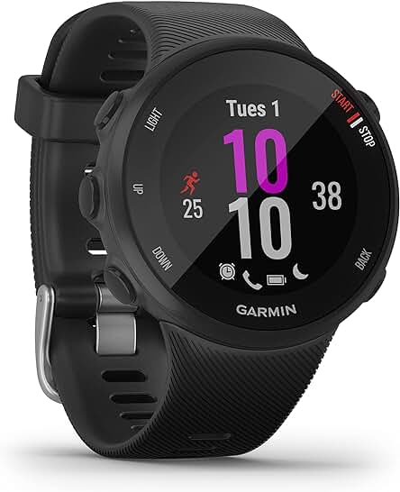 Reloj GPS para correr Garmin Forerunner 45S - Diseño estilizado y funciones avanzadas de carrera