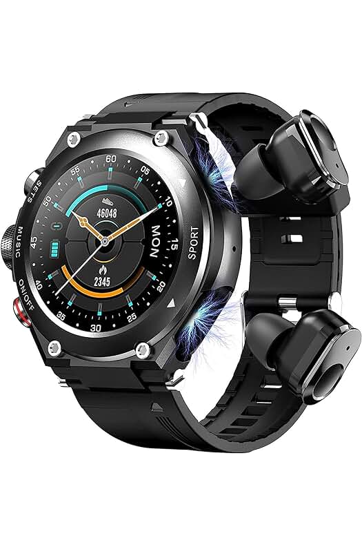 Reloj inteligente CISIYOO: Monitor de frecuencia cardíaca, SpO2 y sueño, auricular Bluetooth TWS incorporado.