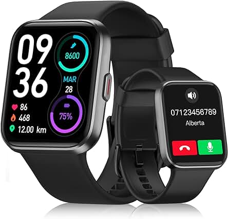 Reloj Inteligente con Llamadas, Alexa, Notificaciones, Pulsómetro, Monitor de Sueño - Impermeable IP68