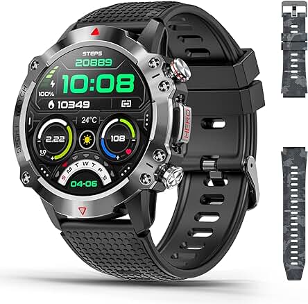 Reloj inteligente para hombre con llamadas, mensajes y seguimiento de fitness - Smartwatch deportivo Android/iOS.