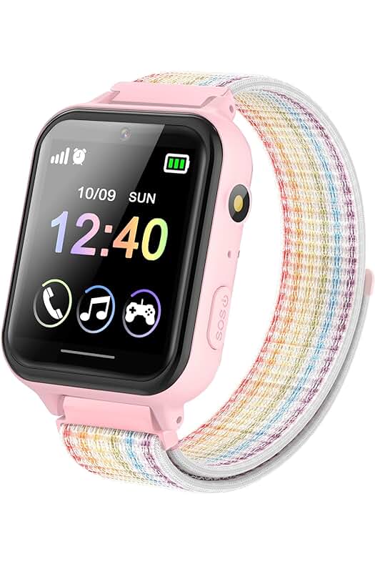 Reloj inteligente para niños con juegos, podómetro, cámara, música, SOS y pantalla táctil (rosa)