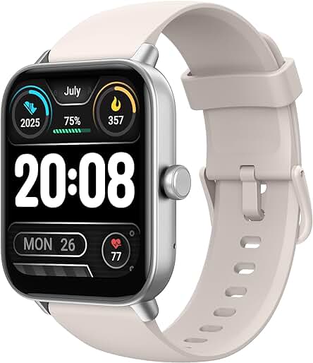 Reloj inteligente TOOBUR con Alexa, 100 deportes, llamadas, podómetro y pulsómetro. Impermeable, compatible Android/iPhone.