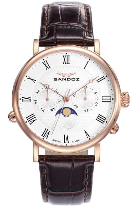 Reloj Sandoz CRONO IP con correa de acero y estilo antiguo.