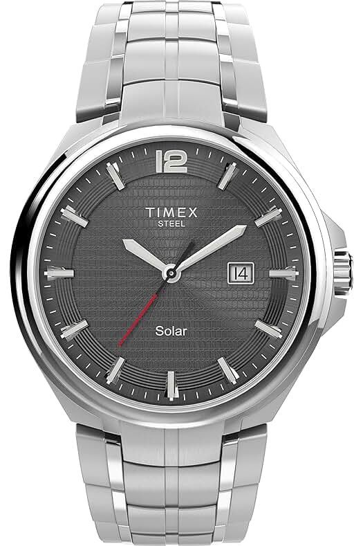 Reloj Timex Solar de acero inoxidable para hombre, 43mm - Modelo TW2V39600