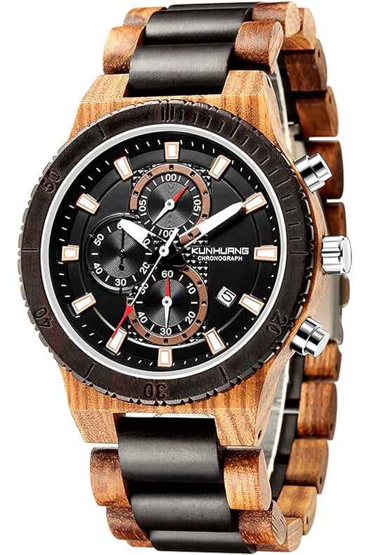 Relojes de Madera para Hombres: Elegancia Natural con Cuarzo Japonés y Correa Impermeable.